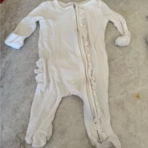 Caden Lane White onesie - worn and used. Has wear and tear. Pet +smoke free home